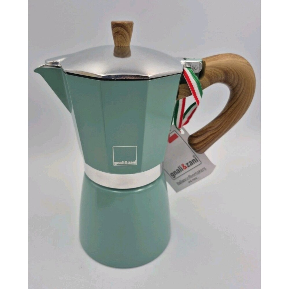 Teal Blue Gnali & Zani Moka Pot Espresso Caffe Italian Coffee Maker 6 Cups NWT
